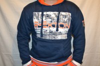 SWEAT REXTON bleu et orange à capuche.